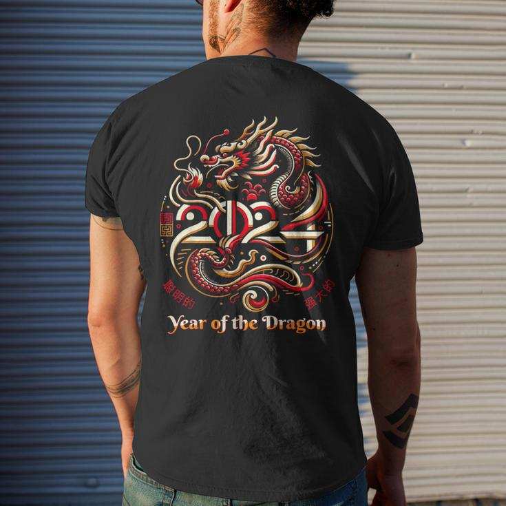Happy Chinese New Year 2024 Year Of The Dragon Zodiac Men's T-shirt Back Print Gifts for Him