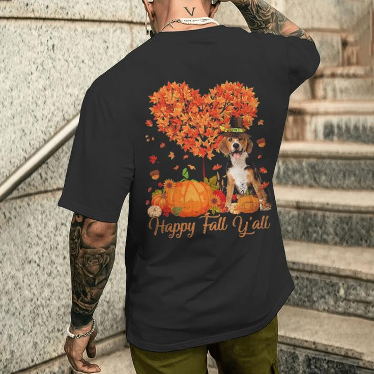 Happy Fall Y'all Beagle Dog Pumpkin Thanksgiving Men's T-shirt Back Print Gifts for Him