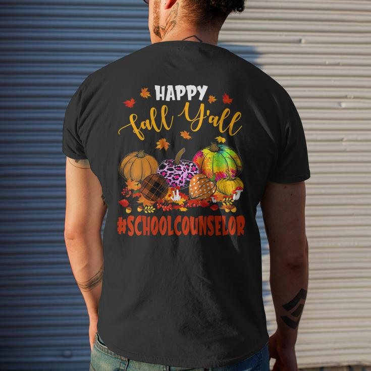 Happy Fall Yall School Counselor Pumpkin Plaid Leopard Mens Back Print T-shirt Gifts for Him