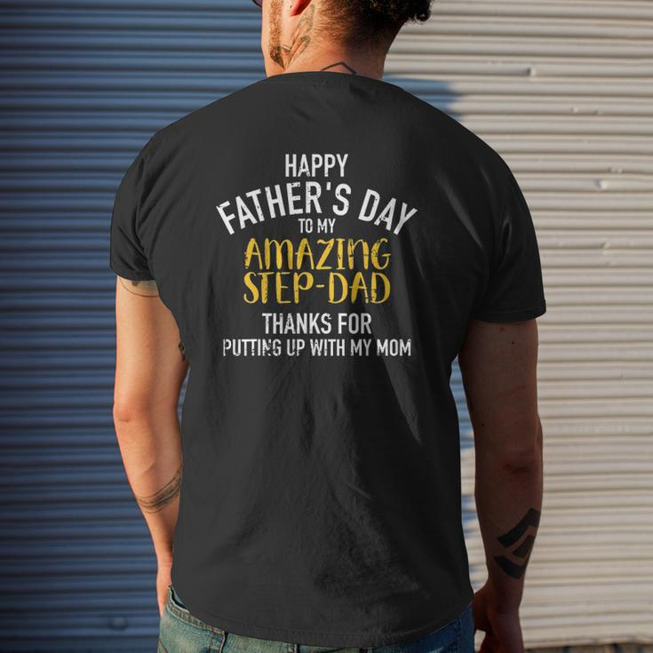 Happy Father's Day Step Dad Mens Back Print T-shirt Gifts for Him