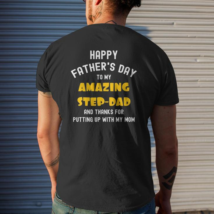 Happy Father's Day Thanks For Putting Up Step Dad Mens Back Print T-shirt Gifts for Him