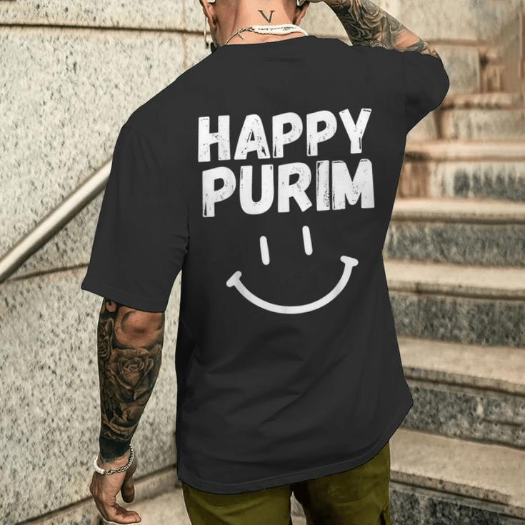 Happy Purim Jewish Purim Costume Men's T-shirt Back Print Gifts for Him