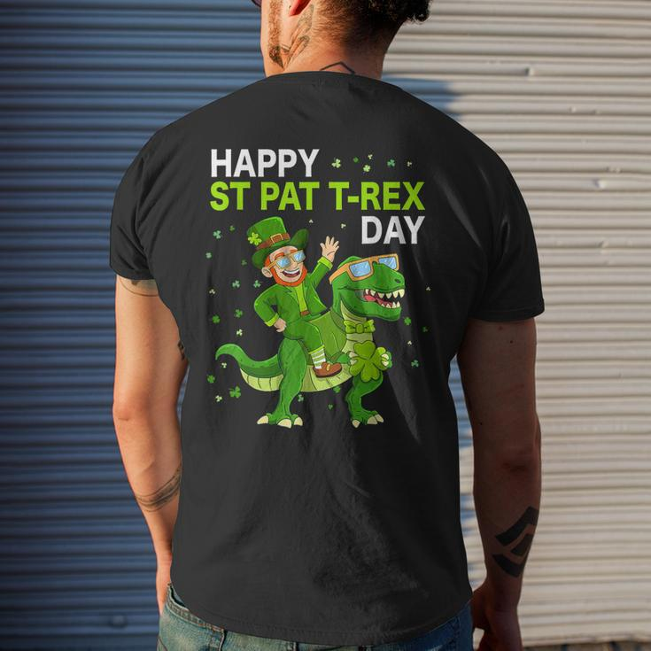 Happy St Pat Trex Day Dino St Patricks Day Kids Toddler Boys Mens Back Print T-shirt Gifts for Him