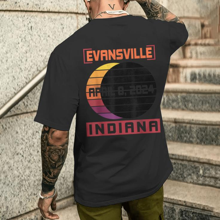 Happy Total Solar Eclipse In Evansville Indiana April 8 2024 Men's T-shirt Back Print Gifts for Him