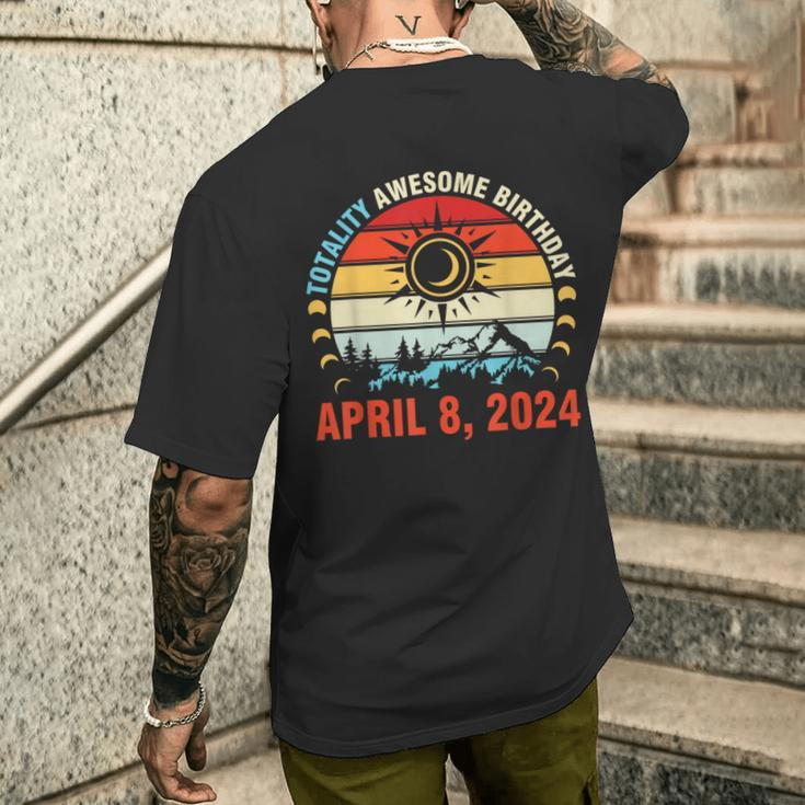 Happy Totality Solar Eclipse Awesome Birthday April 8 2024 Men's T-shirt Back Print Gifts for Him