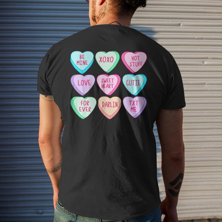 Happy Valentines Day Candy Conversation Hearts Cute Men's T-shirt Back Print Gifts for Him