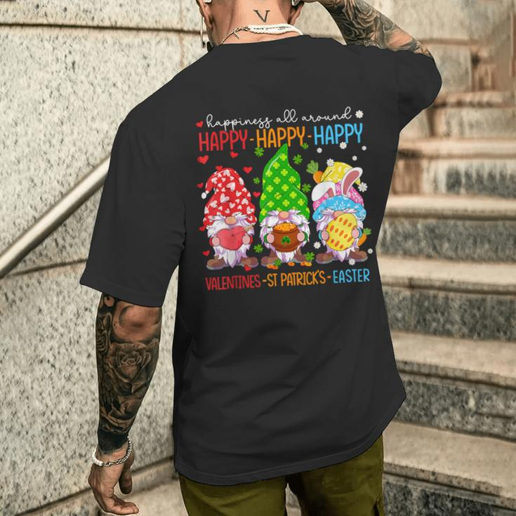 Happy Valentines St Patrick Easter Happy Holiday Gnome Men's T-shirt Back Print Gifts for Him