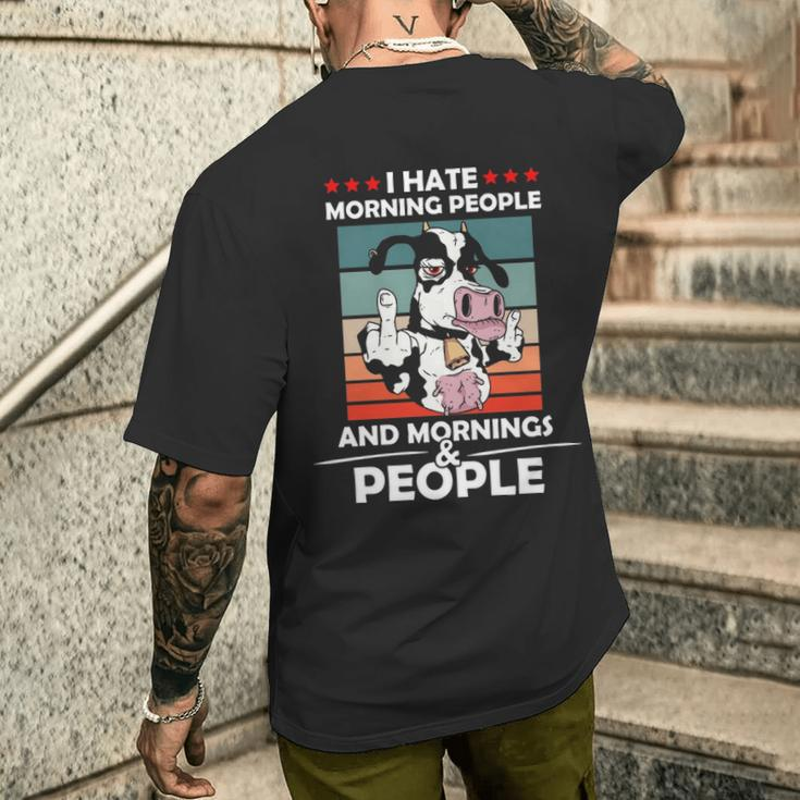 I Hate Morning People And Mornings And People Cool Cow Men's T-shirt Back Print Gifts for Him