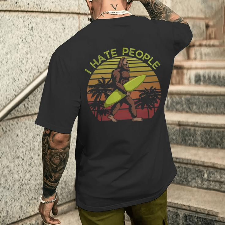 I Hate People Surfing Bigfoot Sasquatch Big Foot Bel Men's T-shirt Back Print Gifts for Him