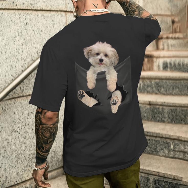 Havanese Dog In Pocket Havanezer Puppy T-Shirt mit Rückendruck Geschenke für Ihn