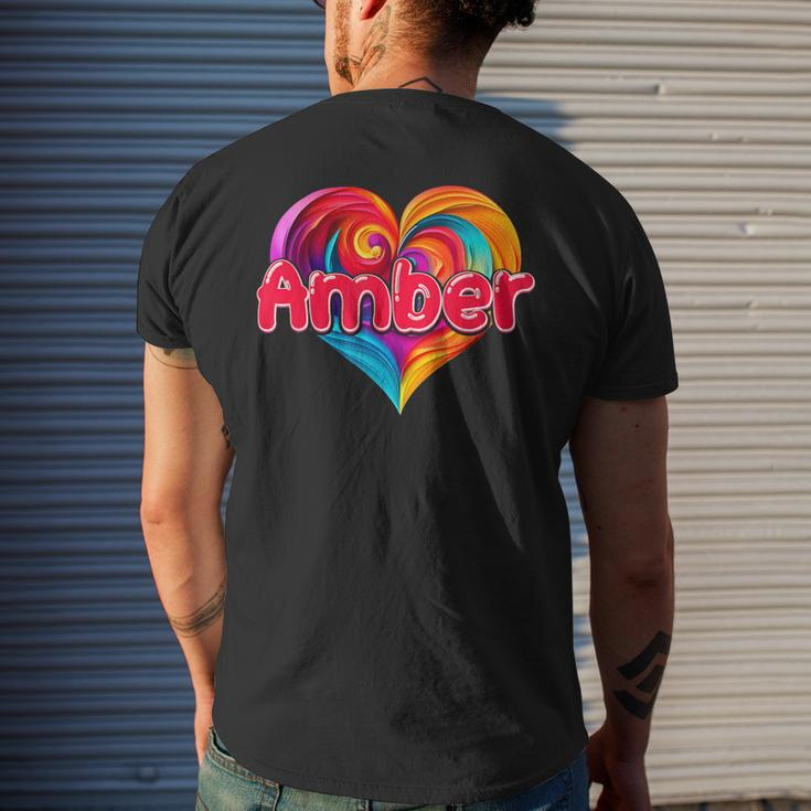 I Heart Love Amber First Name Colorful Named Men's T-shirt Back Print Gifts for Him