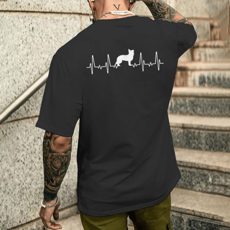 Heartbeat Border Collie Dog Lovers T-Shirt mit Rückendruck Geschenke für Ihn