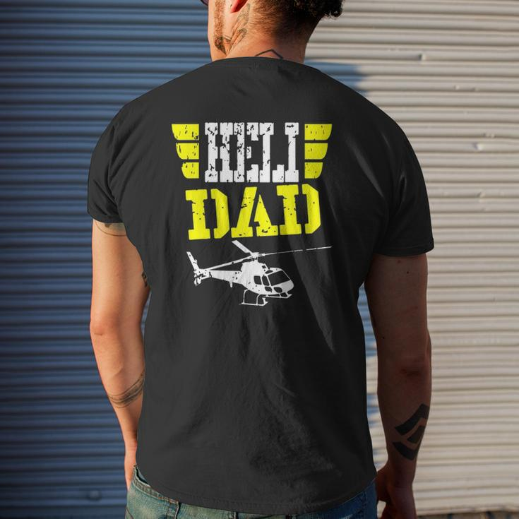 Helicopter Pilot Dad Father's Day Husband Mens Back Print T-shirt Gifts for Him