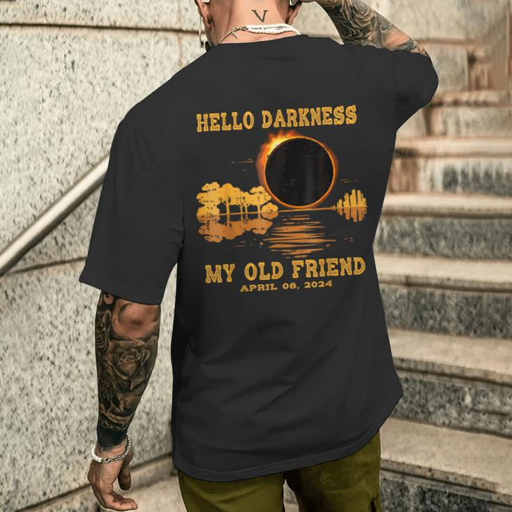 Hello Darkness My Old Friend Eclipse 2024 April 8Th Totality Men's T-shirt Back Print Gifts for Him