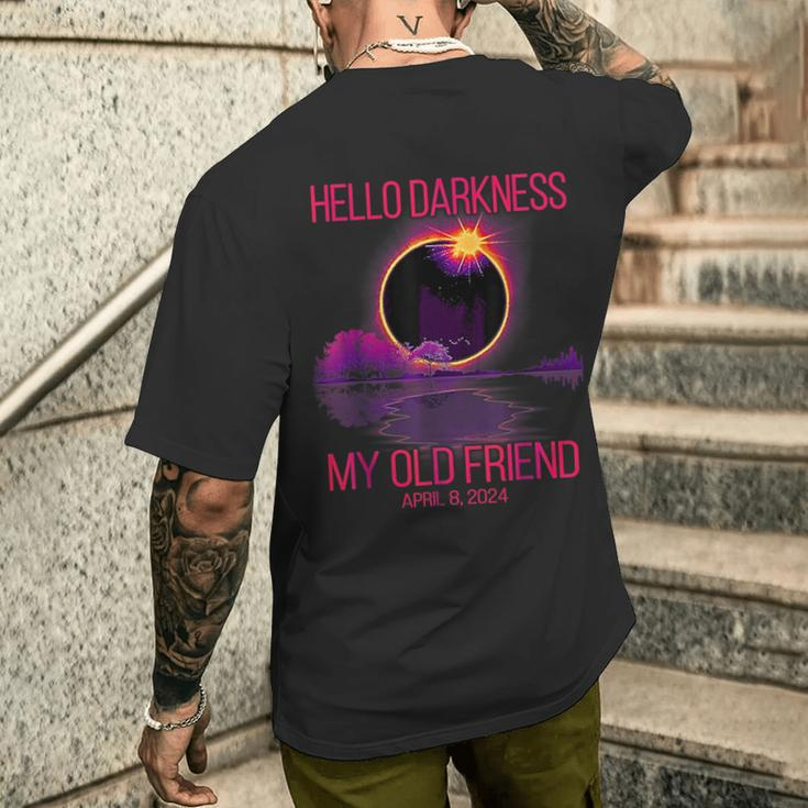 Hello Darkness My Old Friend Pink Solar Eclipse April Men's T-shirt Back Print Gifts for Him
