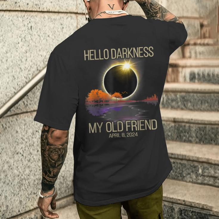 Hello Darkness My Old Friend Solar Eclipse April 08 2024 Men's T-shirt Back Print Gifts for Him