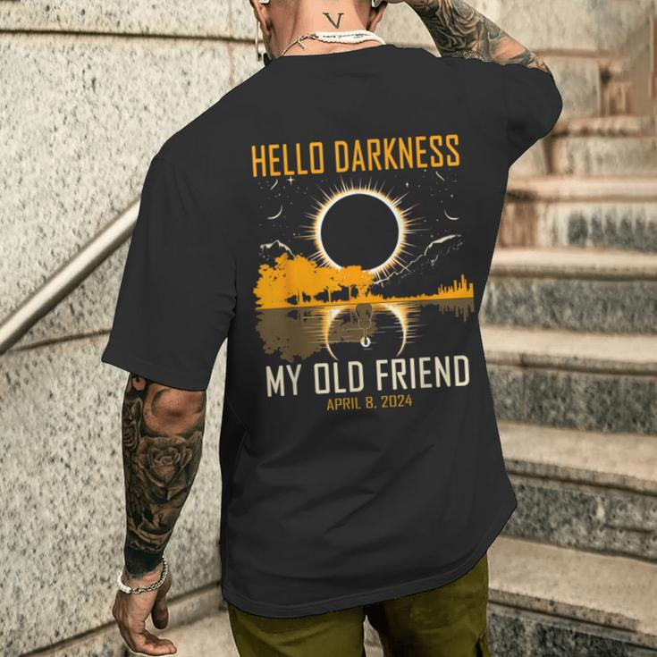 Hello Darkness My Old Friend Solar Eclipse April 8 2024 Men's T-shirt Back Print Gifts for Him