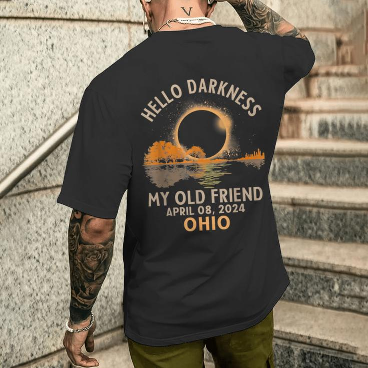 Hello Darkness My Old Friend Total Solar Eclipse 2024 Ohio Men's T-shirt Back Print Gifts for Him