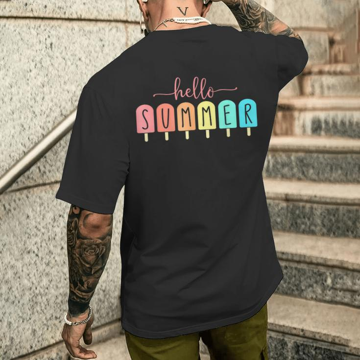 Hello Summer Cool Colorful Popsicle Graphic Men's T-shirt Back Print Gifts for Him