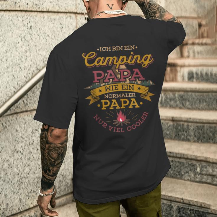 Herren Camping Papa Wie Ein Normaler Papa Nur Cooler Zelten Camper T-Shirt mit Rückendruck Geschenke für Ihn