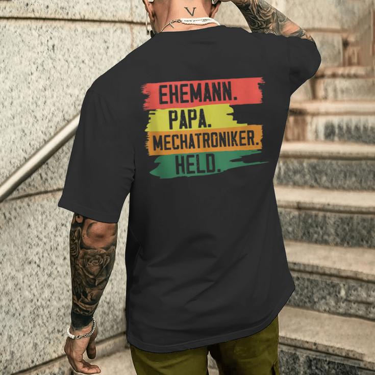 Herren Ehemann Papa Mechatroniker Heldateratertag Geschenk T-Shirt mit Rückendruck Geschenke für Ihn