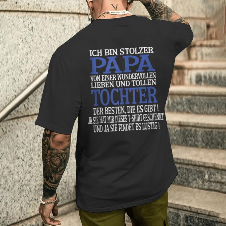 Herren Ich Bin Stolzer Papa Einer Wundervollen Tochter -Atertag T-Shirt mit Rückendruck Geschenke für Ihn