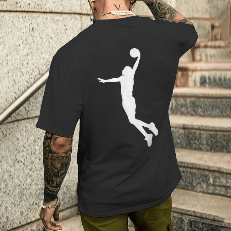 Herren Kurzärmliges Herren-T-Kurzärmliges Herren-T-Shirt mit Basketball-Silhouetten-Design in Schwarz, Sportliches Tee Geschenke für Ihn