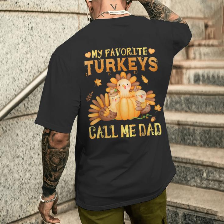 Herren Meine Lieblingstruthähne Nennen Mich Papa Lustiger Herbst Thanksgiving T-Shirt mit Rückendruck Geschenke für Ihn