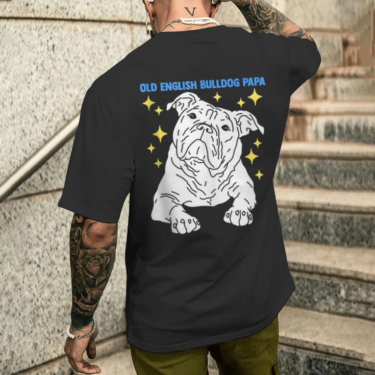 Herren Old English Bulldog Papa Herrchen Old English Bulldog T-Shirt mit Rückendruck Geschenke für Ihn