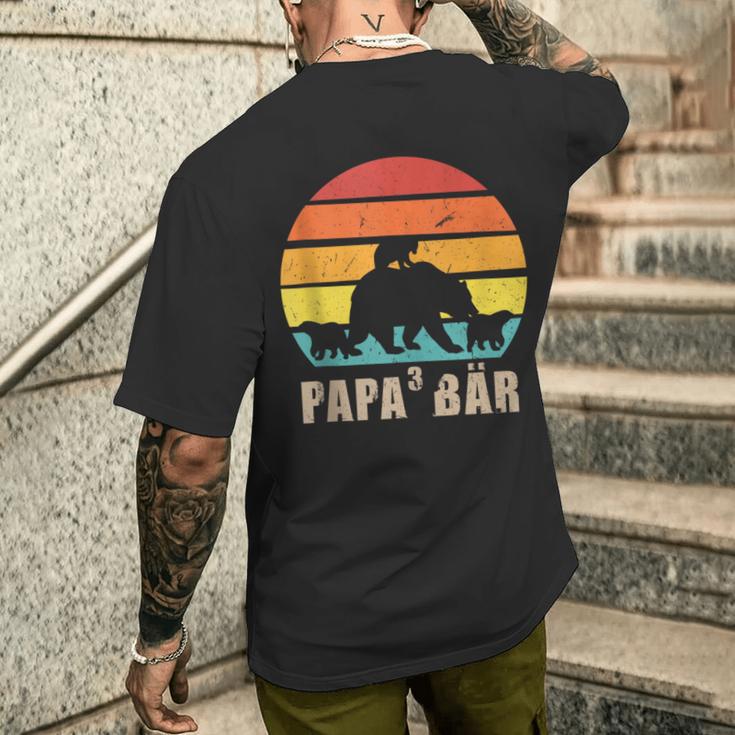 Herren Papa 3 Bär Bär Papa 3 Kinder T-Shirt mit Rückendruck Geschenke für Ihn