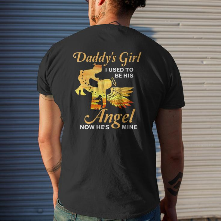 Now He's My Angel Daddy Dad Memorial Loss Of Father Mens Back Print T-shirt Gifts for Him
