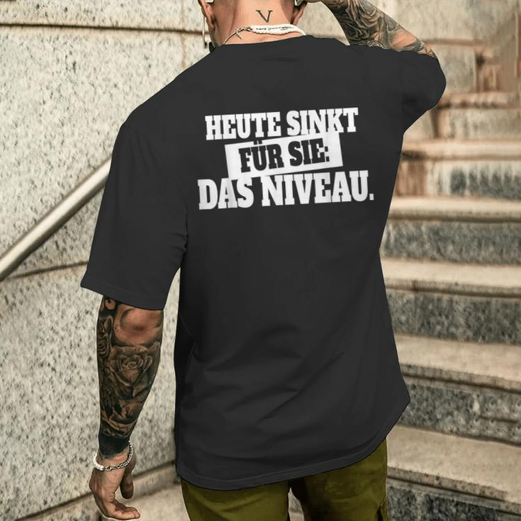 Heute Sinkt Niveau Kurzärmliges Herren-T-Kurzärmliges Herren-T-Shirt für Party & Feiern, Lustiges Deutsch Spruch Kurzärmliges Herren-T-Shirt Geschenke für Ihn