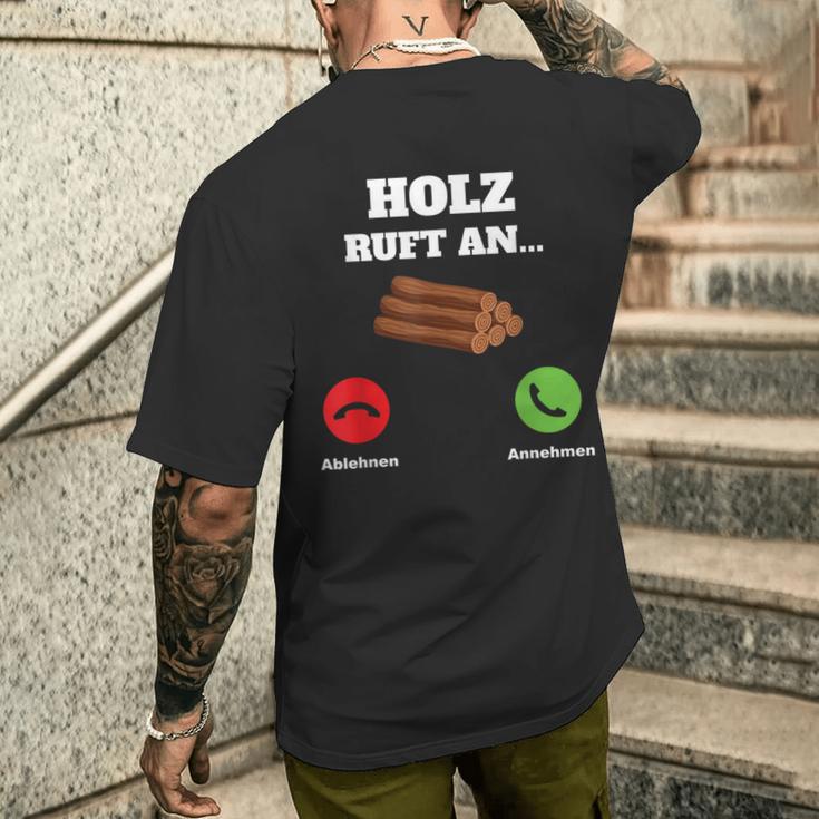 Holz Ruft An Woodcutter Woodwork T-Shirt mit Rückendruck Geschenke für Ihn