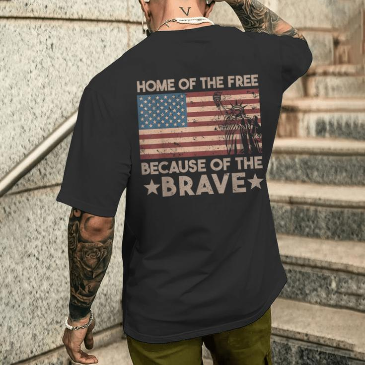 Home Of The Free Because Of The Brave Vintage American Flag Men's T-shirt Back Print Funny Gifts