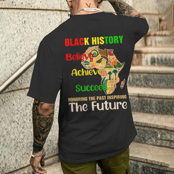 Honoring Past Inspiring Future Black History Month Retro Men's T-shirt Back Print Gifts for Him