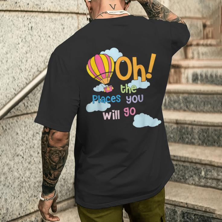 Hot Air Balloon Oh The Places You’Ll Go When You Read Men's T-shirt Back Print Gifts for Him