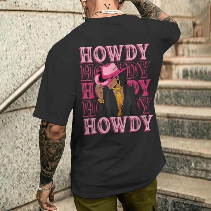 Howdy Retro Western Black Cowgirl African American Women Men's T-shirt Back Print Gifts for Him