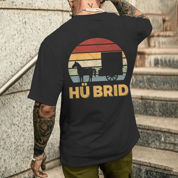 Hü Brid Pferd Kutsche Hybrid Kutscher Reiten Wortspiel T-Shirt mit Rückendruck Geschenke für Ihn