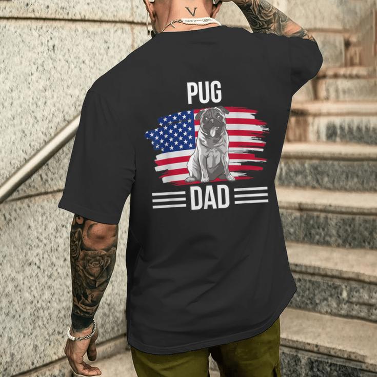 Hundebesitzer Us-Flagge 4 Juliatertag Mops Papa T-Shirt mit Rückendruck Geschenke für Ihn