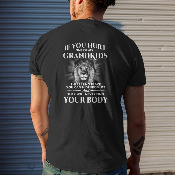 If You Hurt My Grandkids Vintage Lion Face Grandparents Mens Back Print T-shirt Gifts for Him
