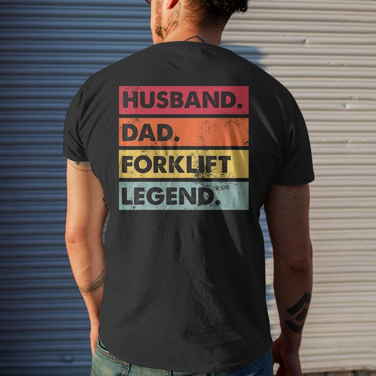Husband Dad Forklift Driver Forklift Operator Mens Mens Back Print T-shirt Gifts for Him