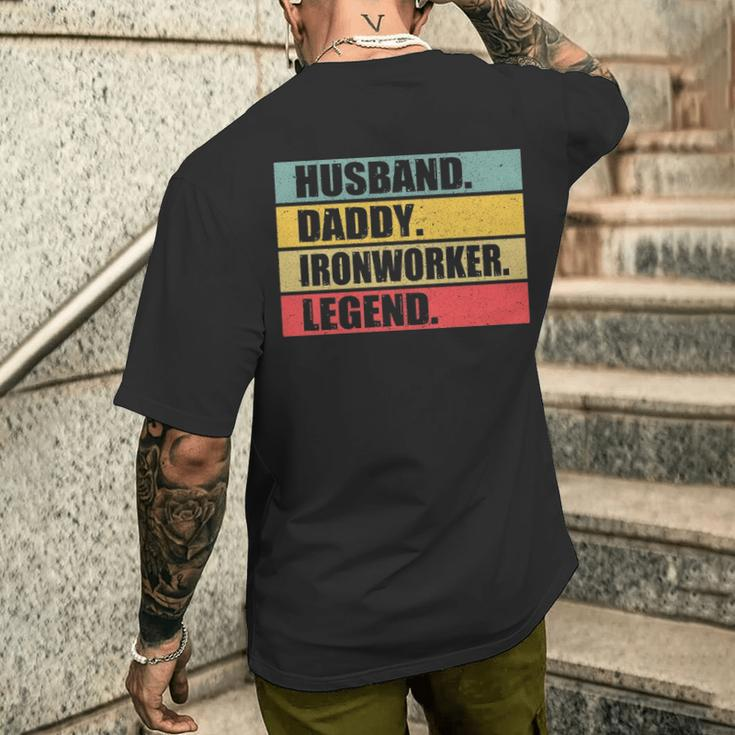 Husband Dad Ironworker Quote Vintage Fathers Day Men's T-shirt Back Print Gifts for Him