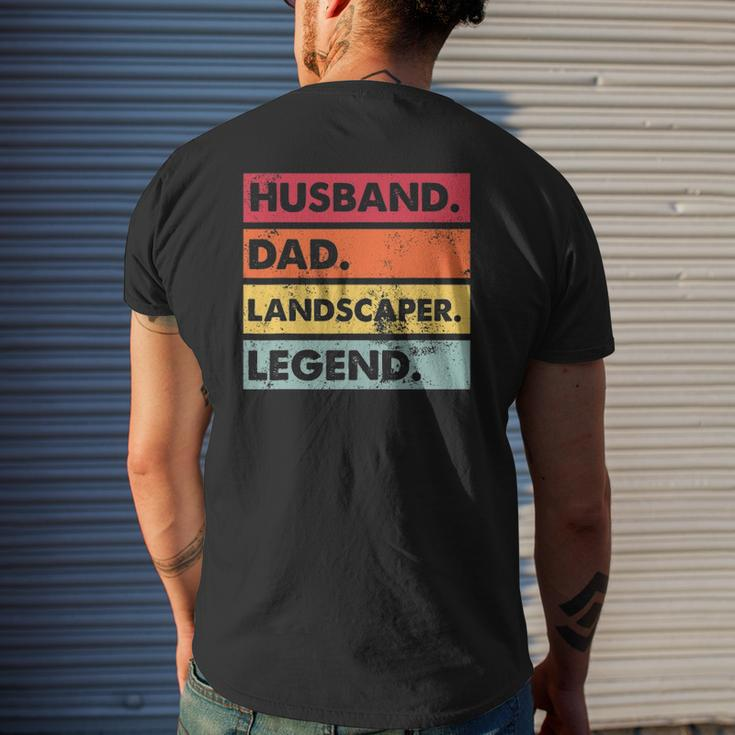 Husband Dad Landscaper Lawn Care Landscaping Father Men Mens Back Print T-shirt Gifts for Him