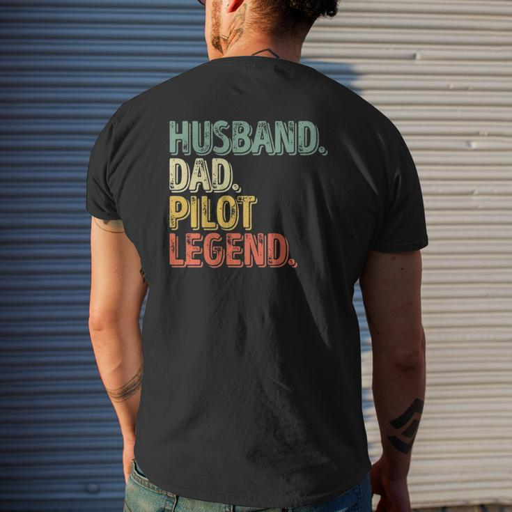 Husband Dad Pilot Legend Father's Day Mens Back Print T-shirt Gifts for Him