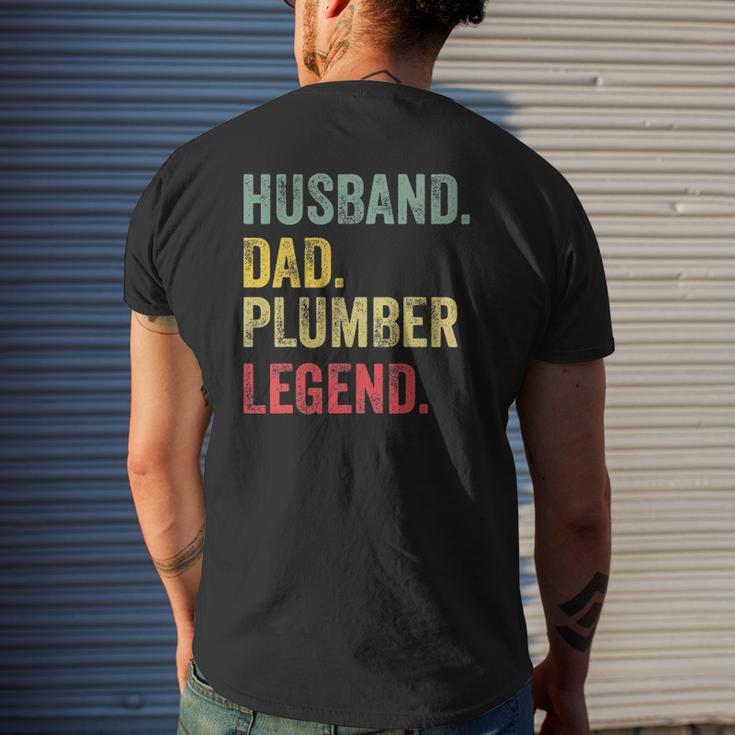 Husband Dad Plumber Legend Vintage Retro Mens Back Print T-shirt Gifts for Him