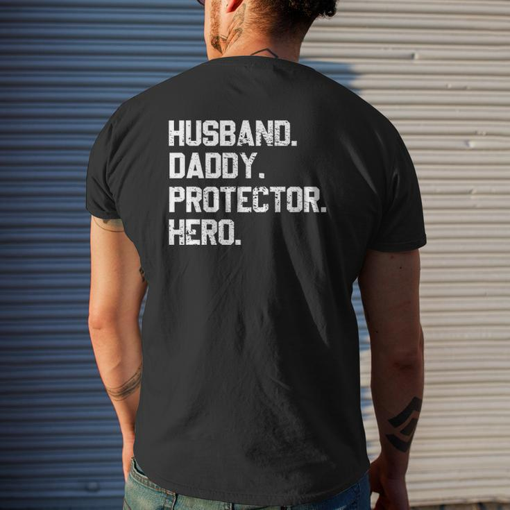 Husband Daddy Protector Hero Fathers Day For Dad Mens Back Print T-shirt Gifts for Him