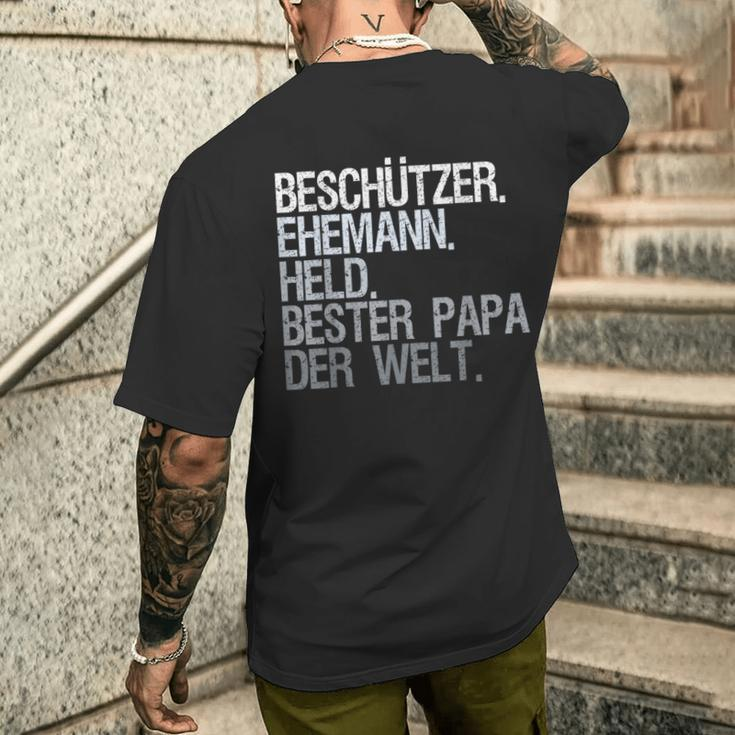 Husband Papa Protector T-Shirt mit Rückendruck Geschenke für Ihn