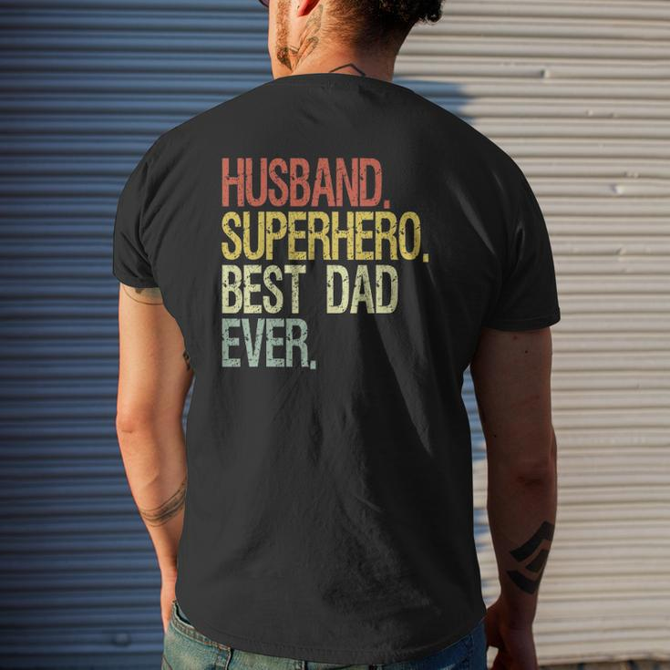 Husband Superhero Best Dad Ever Mens Back Print T-shirt Gifts for Him