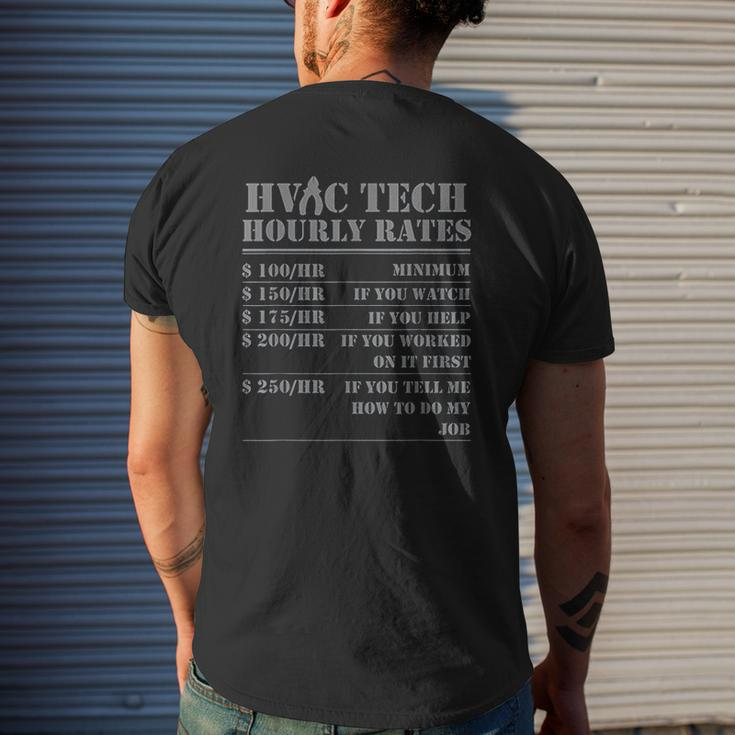 Hvac Tech Hourly Rate Technician Maintenance Job Mens Back Print T-shirt Gifts for Him