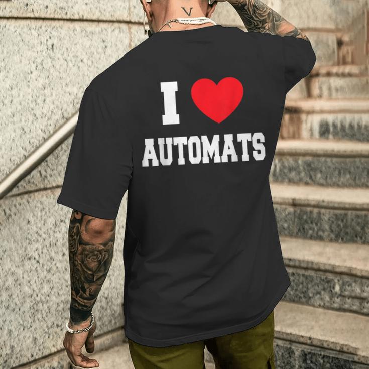 I Love Automats Schwarzes Kurzärmliges Herren-T-Kurzärmliges Herren-T-Shirt, Herz-Motiv Design Geschenke für Ihn